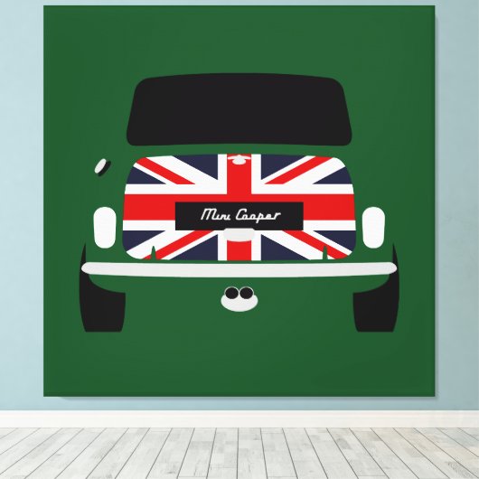 Classic originele Union Jack Austin Mini Cooper Canvas Afdruk (Insitu (Houten vloer))