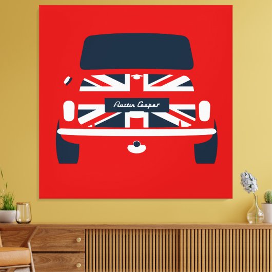 Classic originele Union Jack, Austin Mini Cooper Canvas Afdruk (Insitu (Woonkamer))