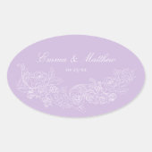 Classic Ornament Pastel Purple Wedding Crest Ovale Sticker (Voorkant)