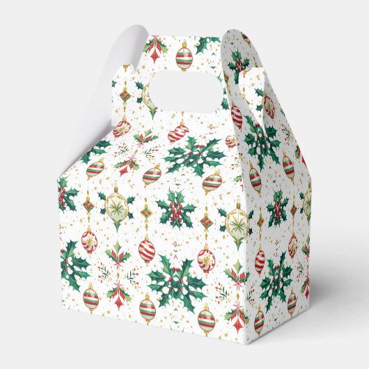 Classic Ornaments & Holly Christmas Pattern Bedankdoosjes (Achterkant)