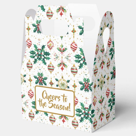 Classic Ornaments & Holly Christmas Pattern Bedankdoosjes (Geopend)
