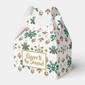 Classic Ornaments & Holly Christmas Pattern Bedankdoosjes (Voorkant Zijde)