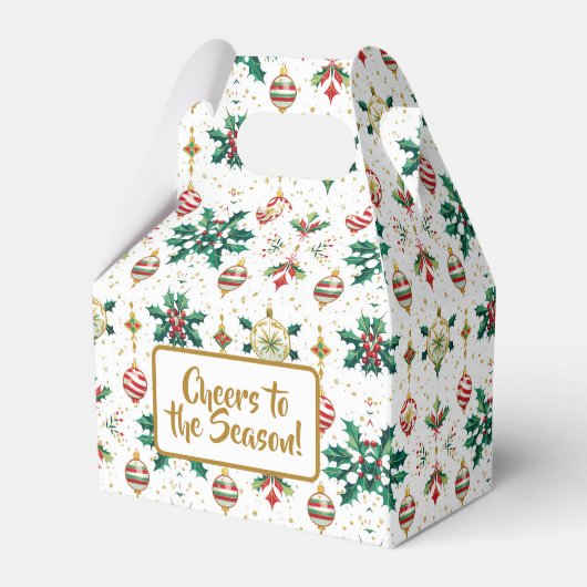 Classic Ornaments & Holly Christmas Pattern Bedankdoosjes (Voorkant Zijde)