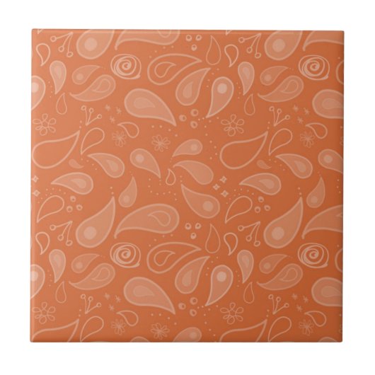 Classic Ornate Orange Paisley Pattern Tegeltje (Voorkant)