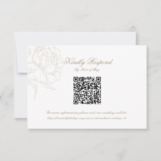 Classic Outline Floral QR code RSVP Respond Card (Voorkant)
