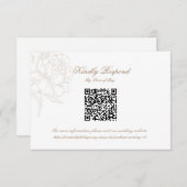 Classic Outline Floral QR code RSVP Respond Card (Voorkant / Achterkant)