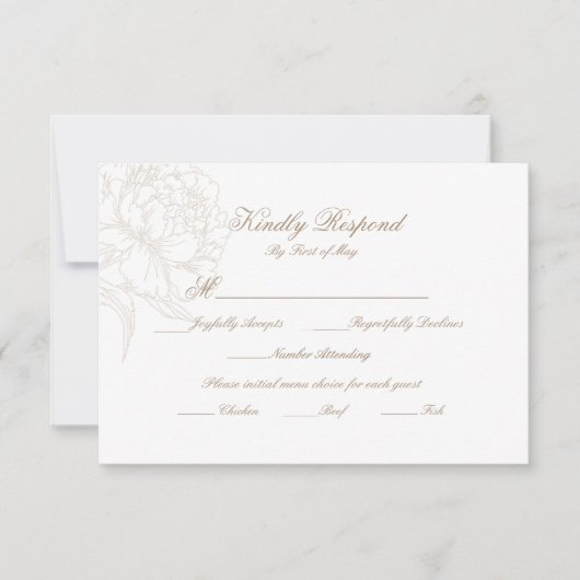 Classic Outline Floral RSVP Respond Card (Voorkant)