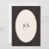 Classic Oval Black Ivory Striped Old Money Wedding Kaart (Voorkant)
