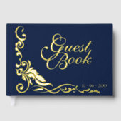 Classic Paar Initialen Floral Filigrain Gold Gastenboek (Voorkant)