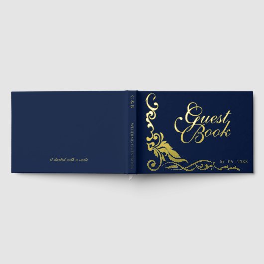 Classic Paar Initialen Floral Filigrain Gold Gastenboek (Volledig)