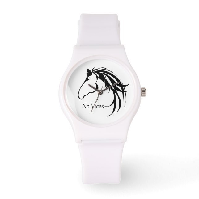 Classic Paardenkop Logo Horses No Vices Quote Horloge (Voorkant)