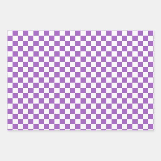 Classic Paars en White Checkered Pattern Inpakpapier Vel (Voorkant 3)