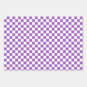 Classic Paars en White Checkered Pattern Inpakpapier Vel (Voorkant)