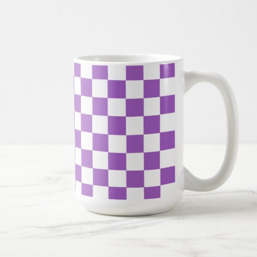 Classic Paars en White Checkered Pattern Koffiemok (Rechts)