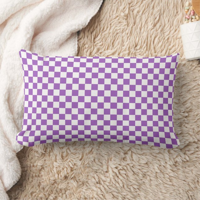 Classic Paars en White Checkered Pattern Kussen (Deken)