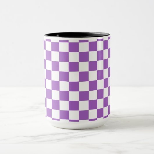 Classic Paars en White Checkered Pattern Mok (Midden)