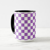 Classic Paars en White Checkered Pattern Mok (Voorkant links)