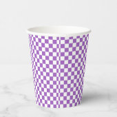 Classic Paars en White Checkered Pattern Papieren Bekers (Rechts)