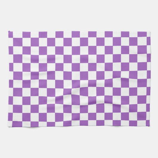 Classic Paars en White Checkered Pattern Theedoek (Horizontaal)