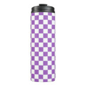 Classic Paars en White Checkered Pattern Thermosbeker (Voorkant)