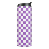 Classic Paars en White Checkered Pattern Thermosbeker (Gedraaid links)
