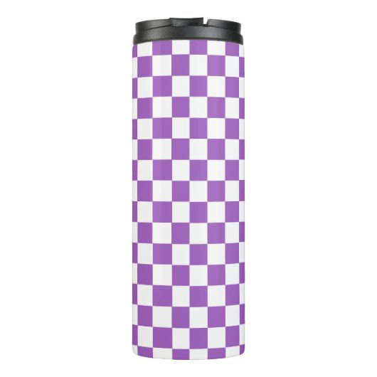 Classic Paars en White Checkered Pattern Thermosbeker (Achterkant)