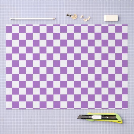 Classic Paars en White Checkered Pattern Tissuepapier (Craft)