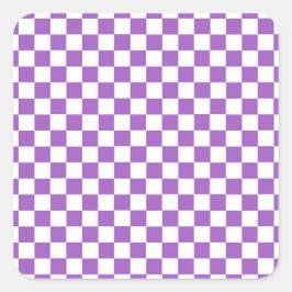 Classic Paars en White Checkered Pattern Vierkante Sticker