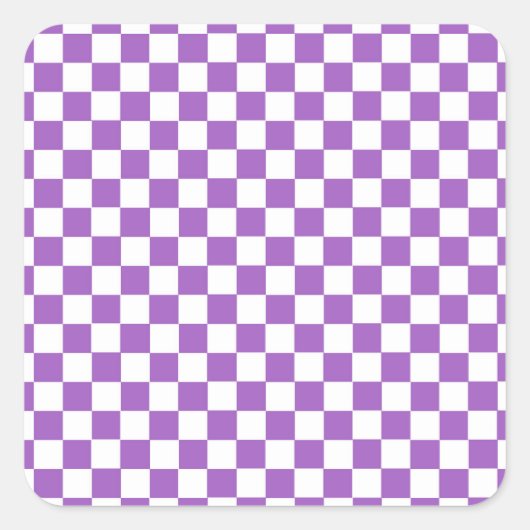 Classic Paars en White Checkered Pattern Vierkante Sticker (Voorkant)