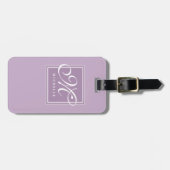 Classic Paars en White Script Monogram Bagagelabel (Voorkant horizontaal)