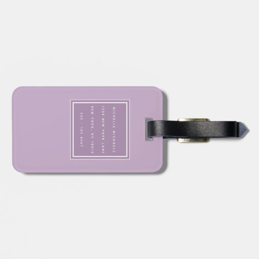 Classic Paars en White Script Monogram Bagagelabel (Achterkant horizontaal)