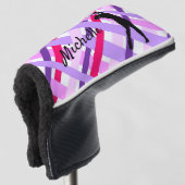 Classic Paars Scottish Tartan Putter Hoesje Golfheadcover (3/4 voorkant)