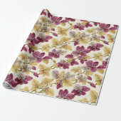Classic Paarse Beige Orchidee Flora Cadeaupapier (Uitgerold)
