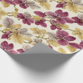  Classic Paarse Beige Orchidee Flora Cadeaupapier (Hoek)