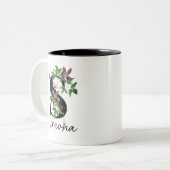 Classic Paarse Bloemen Gepersonaliseerd Grappig Tweekleurige Koffiemok (Voorkant links)