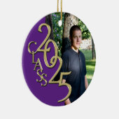 Classic Paarse Goud 2025 Afstuderen Foto Keramisch Ornament (Rechts)