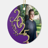 Classic Paarse Goud 2025 Afstuderen Foto Keramisch Ornament (Links)