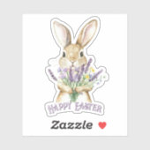 Classic Paarse Happy Easter Bunny Sticker (Vel)