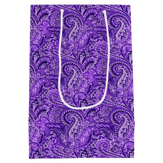 Classic Paarse Paisley Medium Gift Bag Medium Cadeauzakje (Achterkant)
