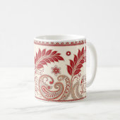 Classic Paisley Garden Motief – Rood & Beige Decor Koffiemok (Voorkant rechts)