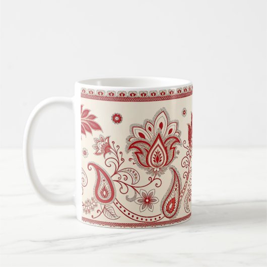 Classic Paisley Garden Motief – Rood & Beige Decor Koffiemok (Links)
