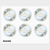 Classic Pale Blue Gold Eucalyptus 15th Birthday  Ronde Sticker (Vel)