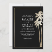 Classic Palm Trees Elegant Modern QR Code Wedding Kaart (Voorkant)
