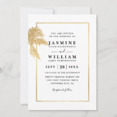 Classic Palms Trees Elegant Modern QR Code Wedding Kaart (Voorkant)