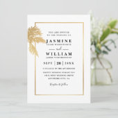 Classic Palms Trees Elegant Modern QR Code Wedding Kaart (Staand voorkant)