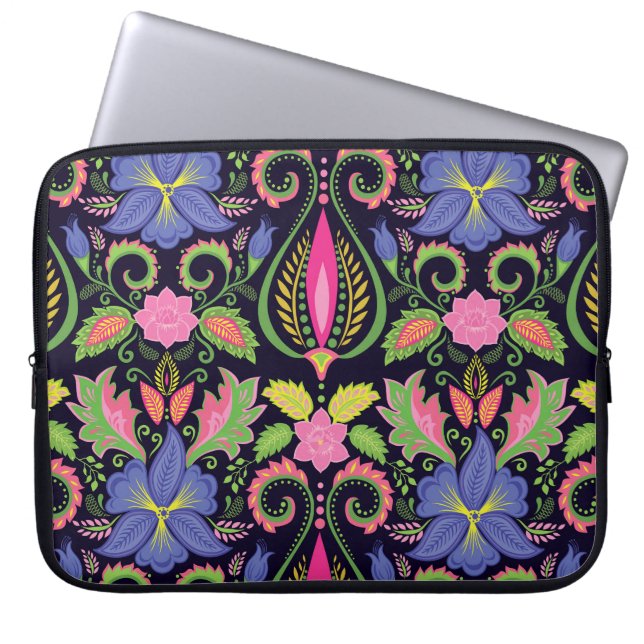 Classic Pansy:  bloemetjesbehang Laptop Sleeve (Voorkant)