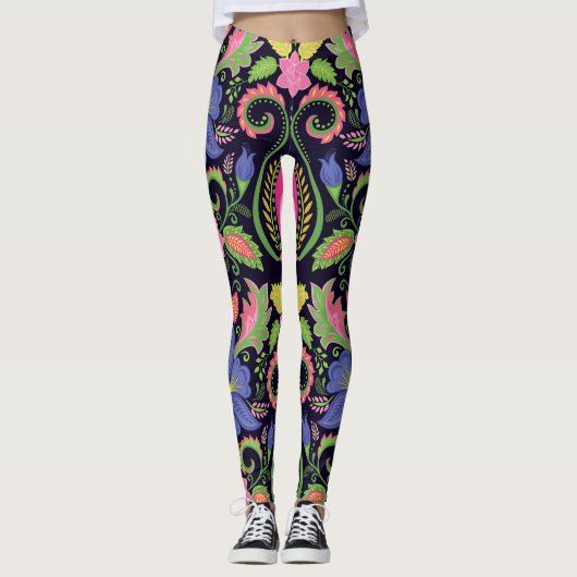 Classic Pansy:  bloemetjesbehang Leggings (Voorkant)