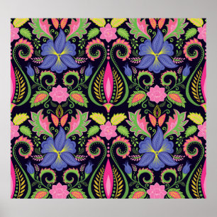 Classic Pansy: bloemetjesbehang Poster