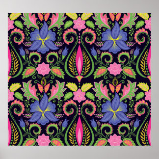 Classic Pansy:  bloemetjesbehang Poster