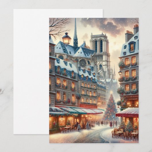 Classic Parijse Kerst - Vakantie Kaart (Voorkant / Achterkant)